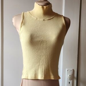 Big Bud Press Butter Yellow Mock Neck Ribbed Tank Top